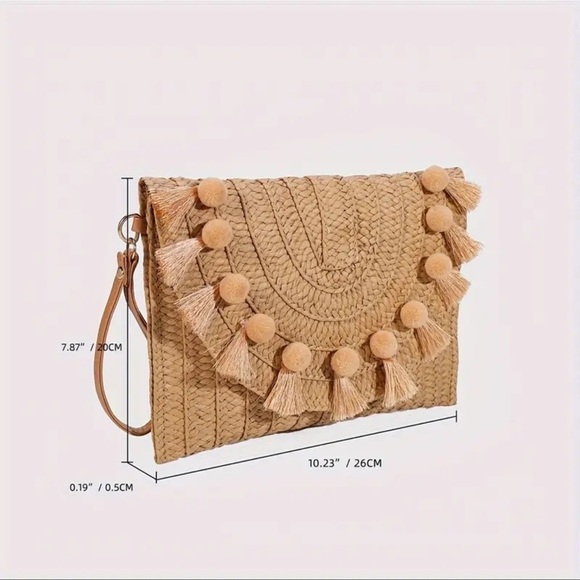 Stylish Rattan Envelope Clutch Bag - Buckle Closure - Picture 5 of 5